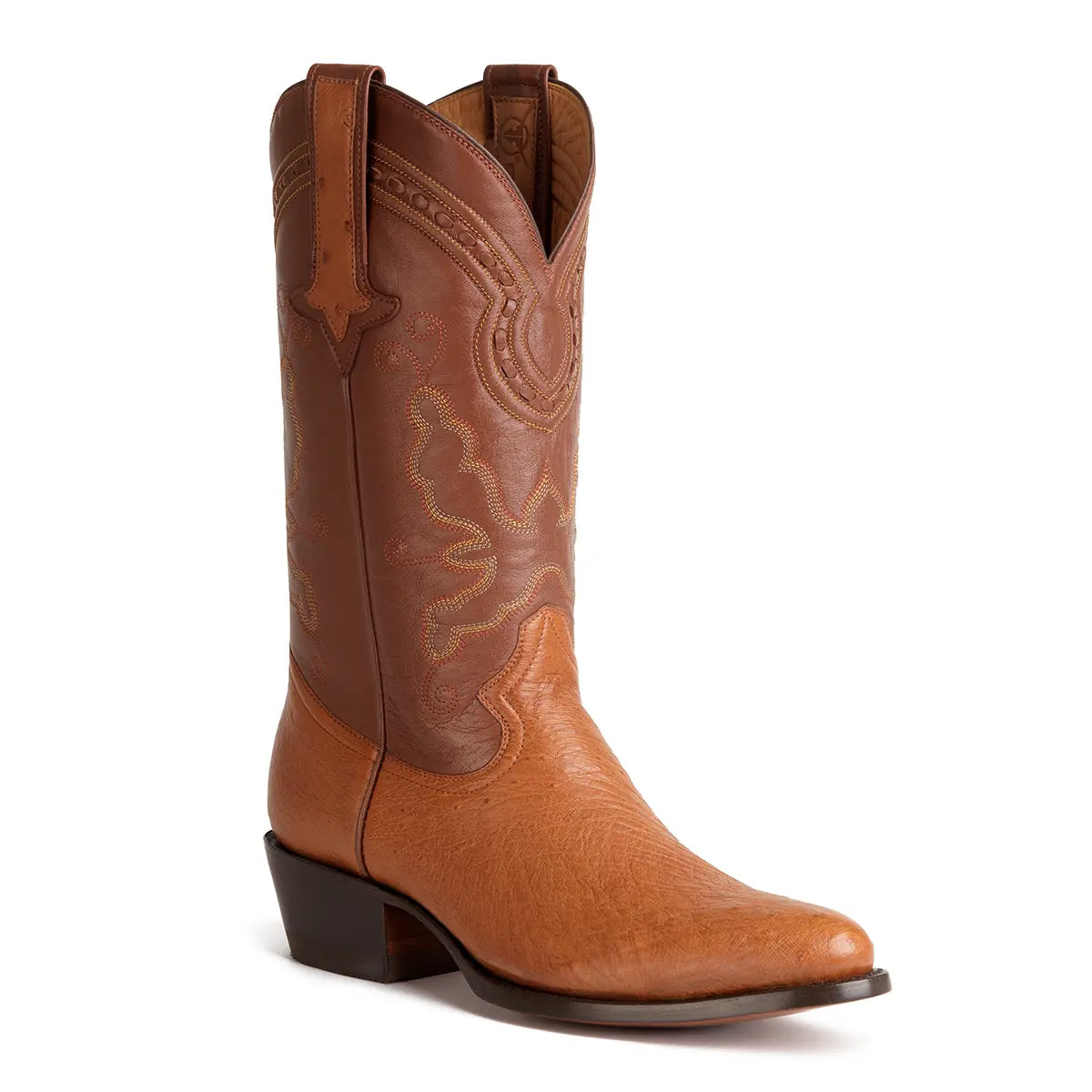 Travis Smooth Ostrich Classic Western Boot Cognac Gavel Boots