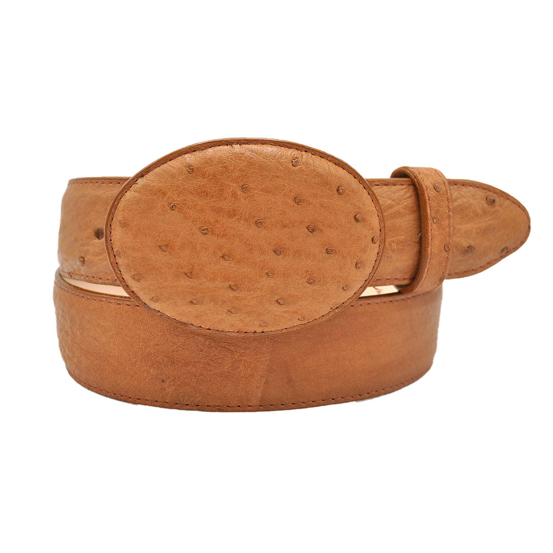 Gavel Smooth Ostrich Western Belt - Cognac – Gavel Boots display picture 1
