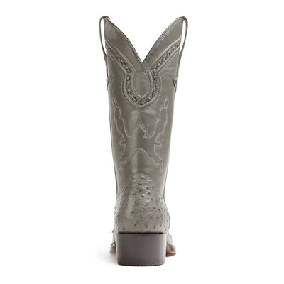 Cameron Full Quill Ostrich Classic Western Boot - Grey