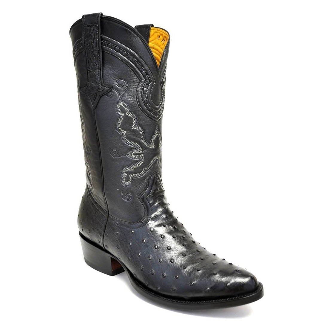 Cameron Full Quill Ostrich Classic Western Boot - Black
