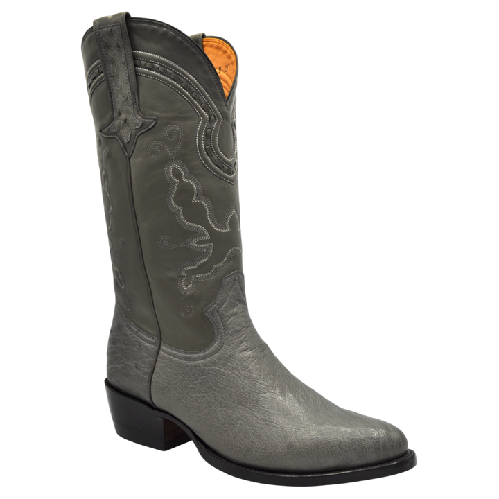 Travis Smooth Ostrich Classic Western Boot - Grey