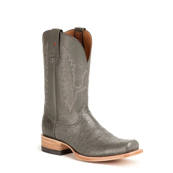Bota de Avestruz Liso Arroyo Stockman Punta Cuadrada - Gris