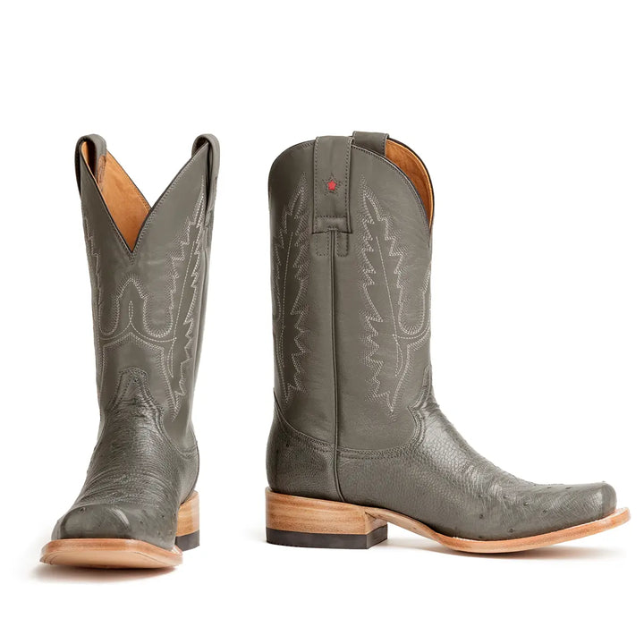 Bota de Avestruz Liso Arroyo Stockman Punta Cuadrada - Gris