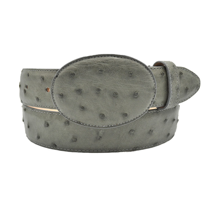 Gavel Cinturón Full Quill Ostrich Western - Gris