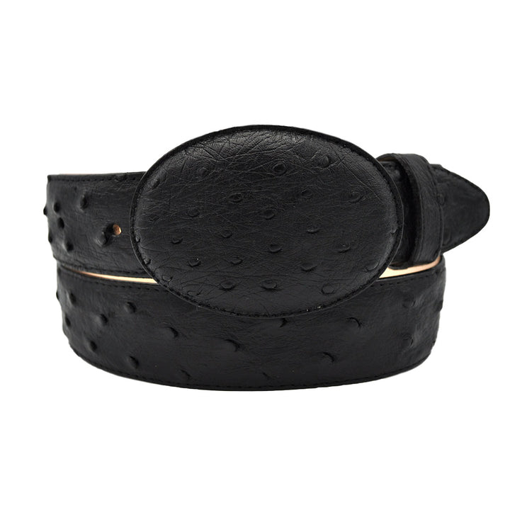 Gavel Cinturón Full Quill Ostrich Western - Negro