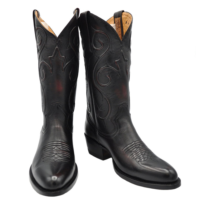 Bota Western Clásica de Cabra Denton - Cereza Negra