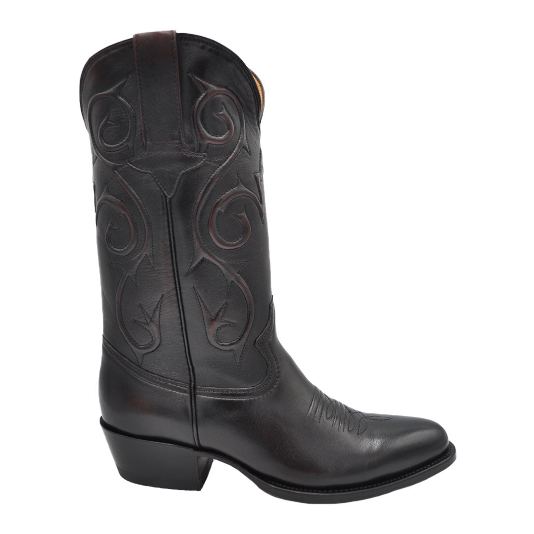 Bota Western Clásica de Cabra Denton - Cereza Negra