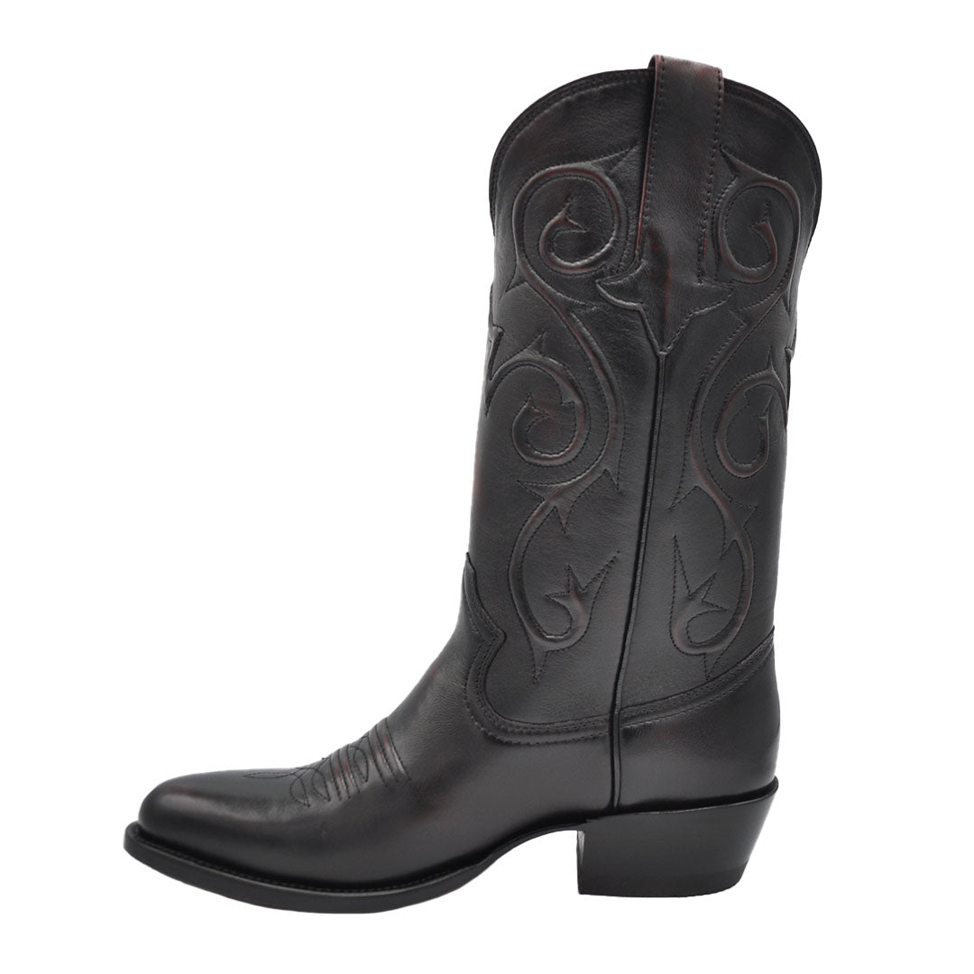 Bota Western Clásica de Cabra Denton - Cereza Negra