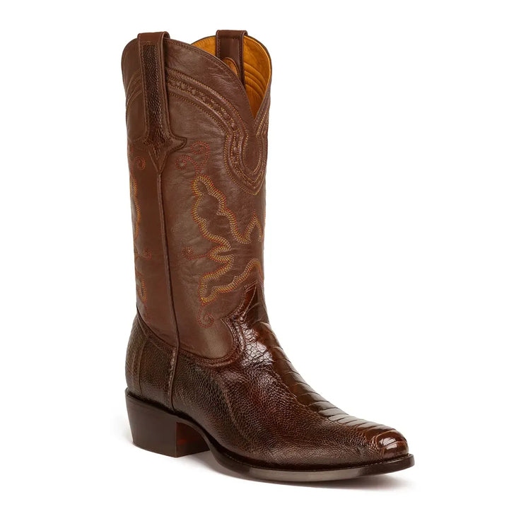 Bota Western clásica de pata de avestruz Collin - Marrón