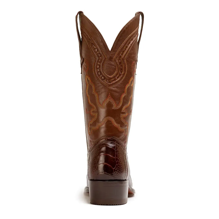 Bota Western clásica de pata de avestruz Collin - Marrón