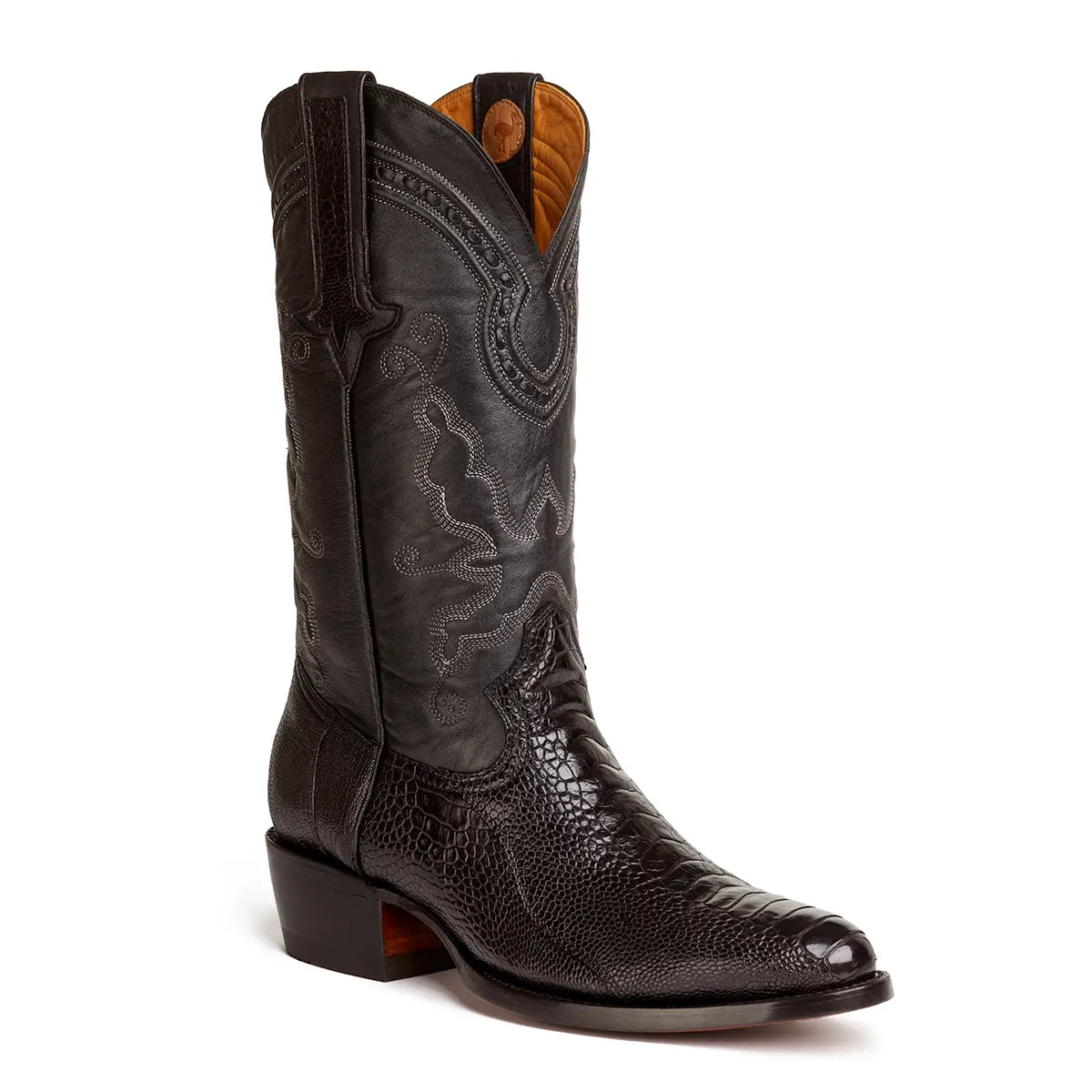 Bota Western Clásica de Pata de Avestruz Collin - Negra