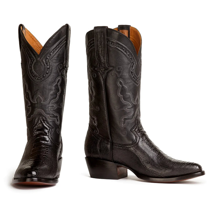 Bota Western Clásica de Pata de Avestruz Collin - Negra