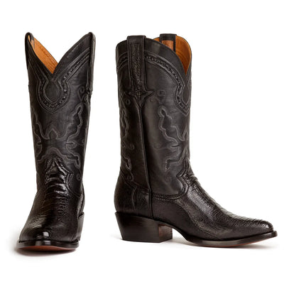 Bota Western Clásica de Pata de Avestruz Collin - Negra