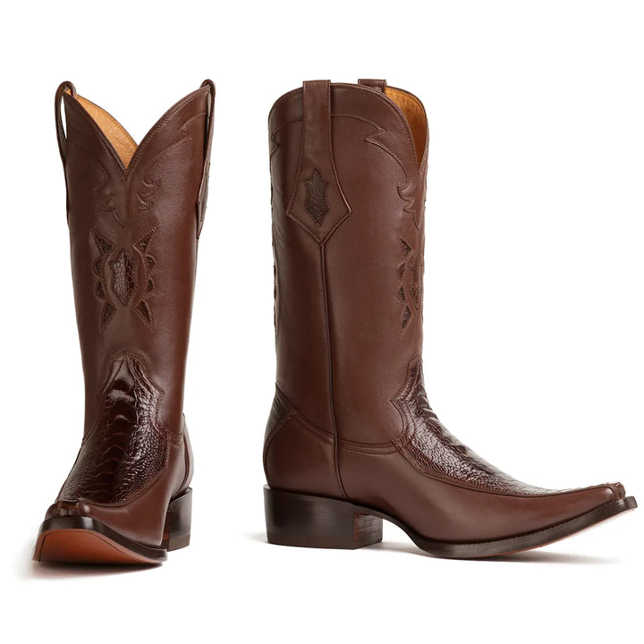 Bota de pata de avestruz Gamez Spanish Toe - Marrón