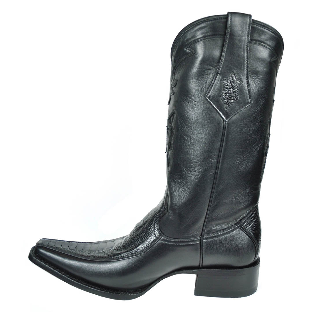 Bota de pata de avestruz Gamez Spanish Toe - Negra