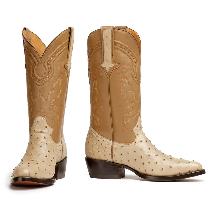 Bota clásica de avestruz Cameron Full Quill - Oryx