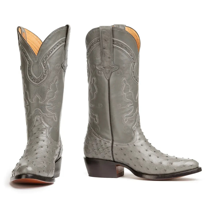 Bota Western Cameron Full Quill Ostrich Classic - Gris