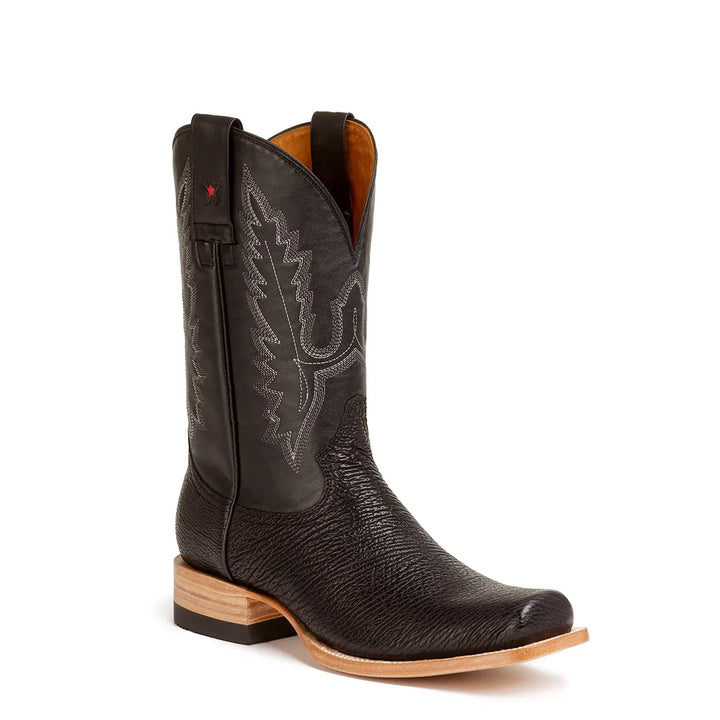 Taylor Shark Skin Stockman Bota de puntera cuadrada - Negra