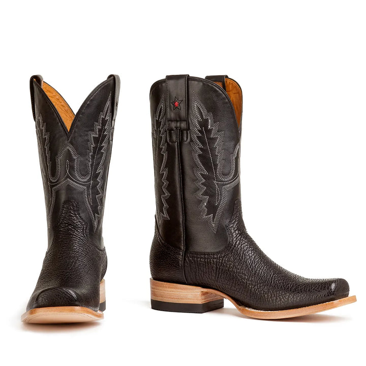 Taylor Shark Skin Stockman Bota de puntera cuadrada - Negra