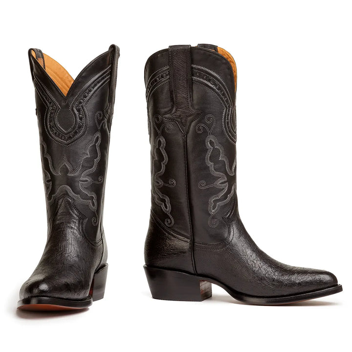 Bota clásica de avestruz Travis - Negra