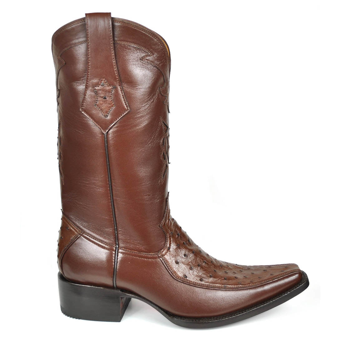Vela Avestruz Spanish Toe Bota - Tabaco