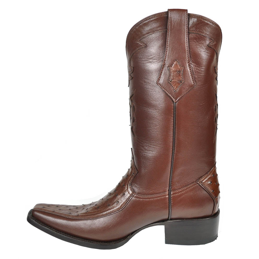Vela Avestruz Spanish Toe Bota - Tabaco