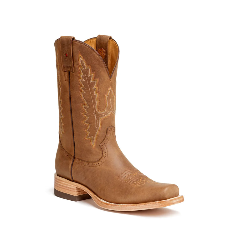 Alamo Pieles Desgastadas Stockman Bota de Punta Cuadrada - Tabaco