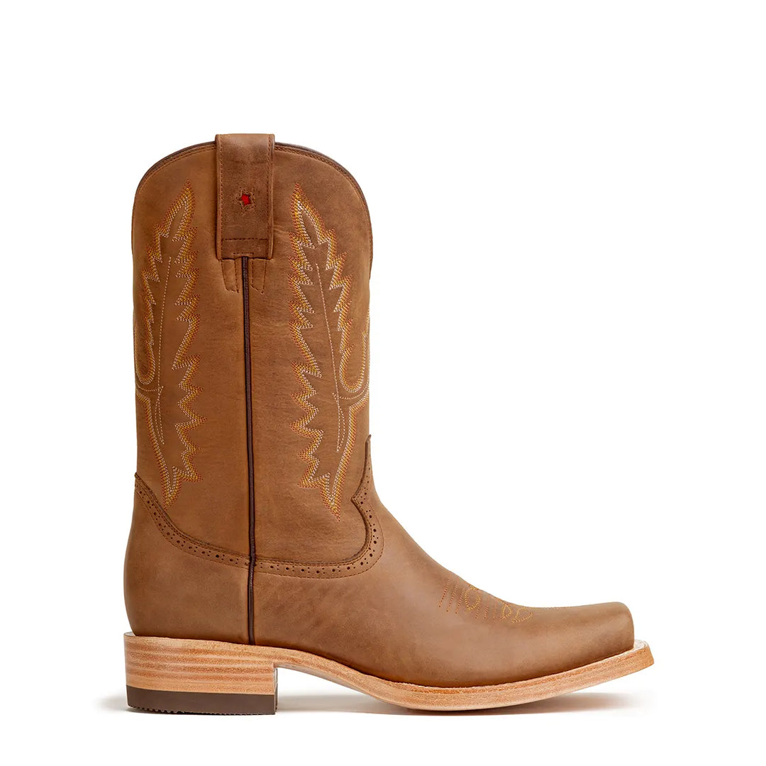 Alamo Pieles Desgastadas Stockman Bota de Punta Cuadrada - Tabaco