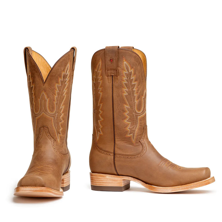 Alamo Pieles Desgastadas Stockman Bota de Punta Cuadrada - Tabaco