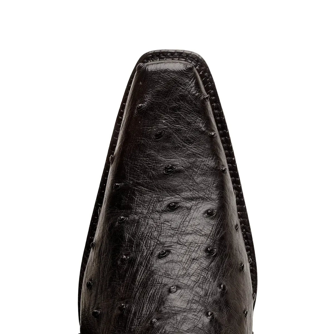 Bota Cortez Full Quill Avestruz Spanish Toe - Negro
