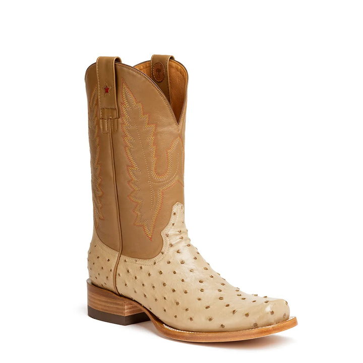 Antonio Full Quill Avestruz Stockman Bota de punta cuadrada - Oryx