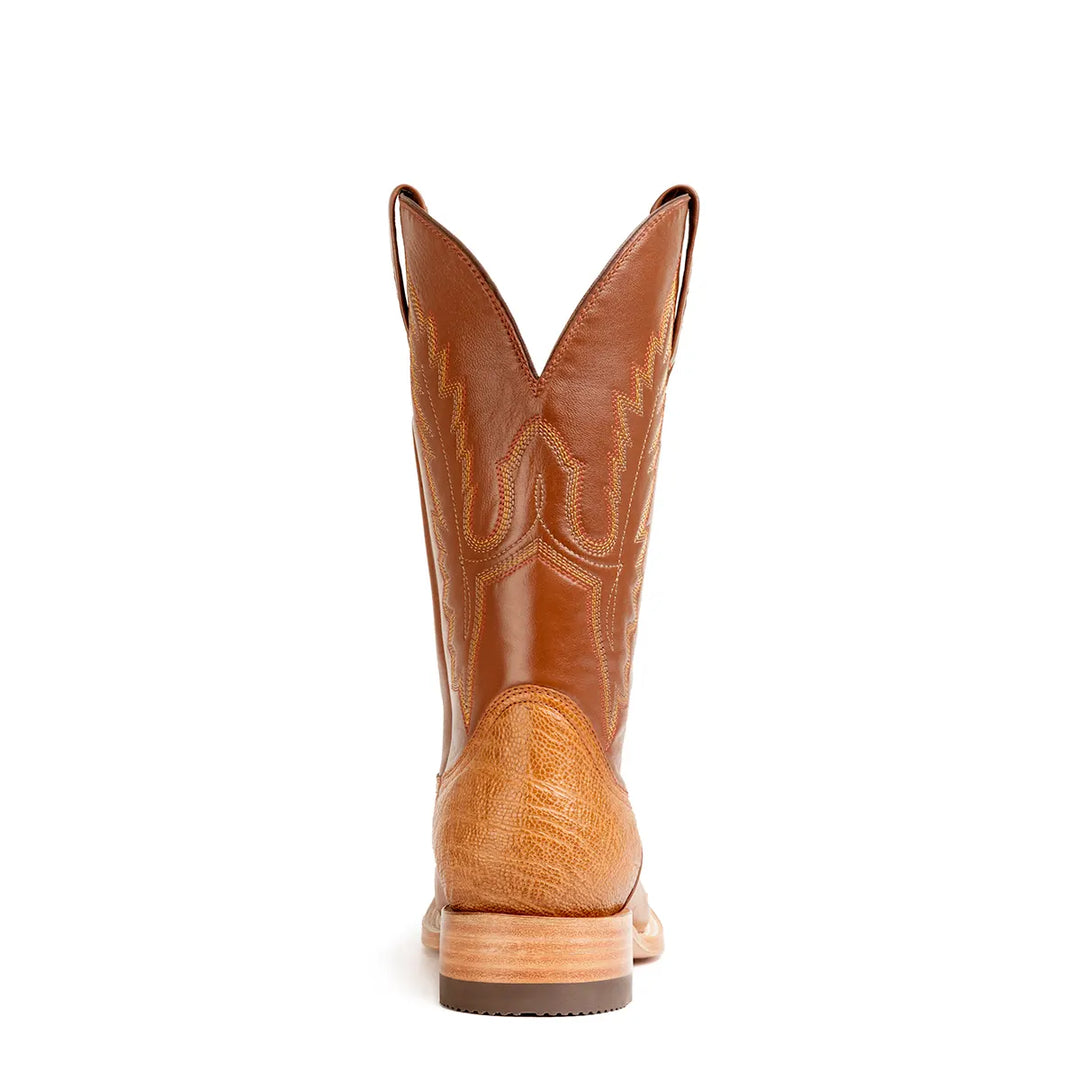 Bota de Avestruz Liso Arroyo Stockman Punta Cuadrada - Cognac