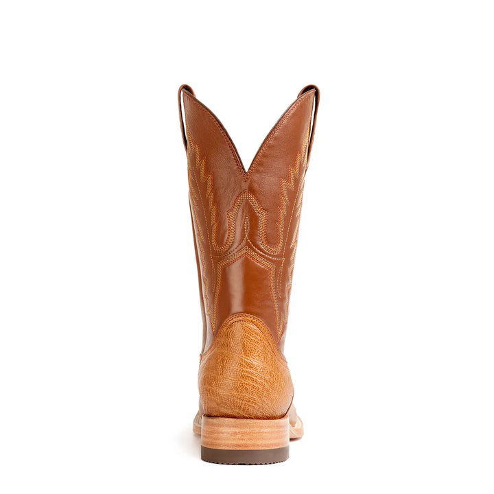 Bota de Avestruz Liso Arroyo Stockman Punta Cuadrada - Cognac