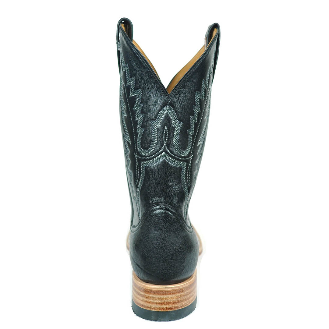 Bota de Avestruz Liso Arroyo Stockman con punta cuadrada - Negra