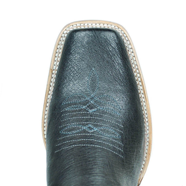 Bota de Avestruz Liso Arroyo Stockman con punta cuadrada - Negra