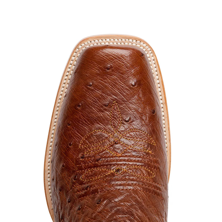 Arroyo Smooth Ostrich Stockman Bota de punta cuadrada - Marrón tabaco
