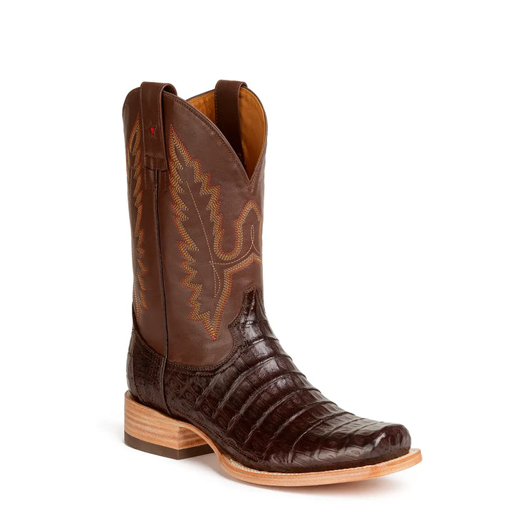 Garner Caiman Tail Belly Cut Stockman Bota punta cuadrada - Marrón