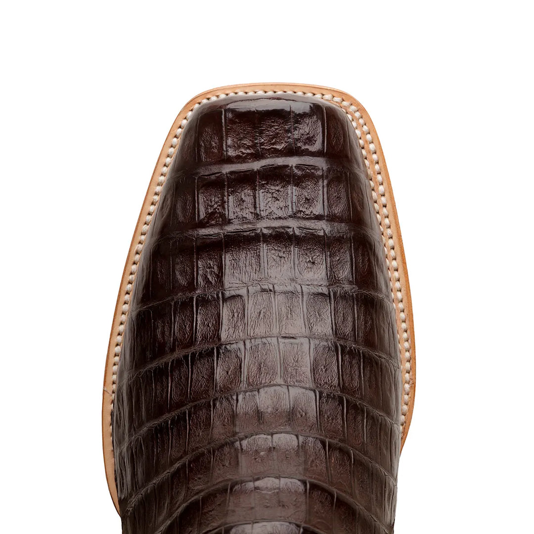 Garner Caiman Tail Belly Cut Stockman Bota punta cuadrada - Marrón