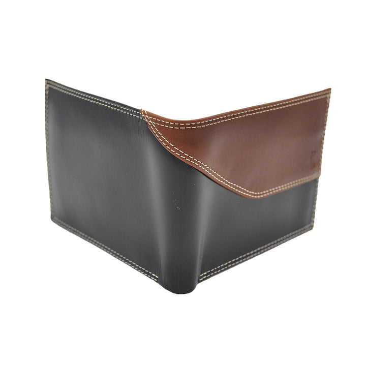 E.C. Billetera de cabra negra/marrón para hombre