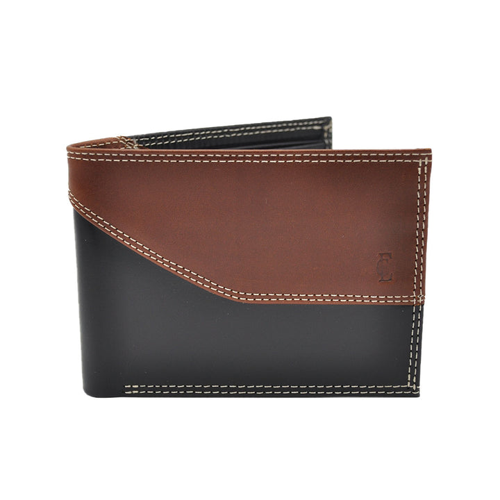 E.C. Billetera de cabra negra/marrón para hombre