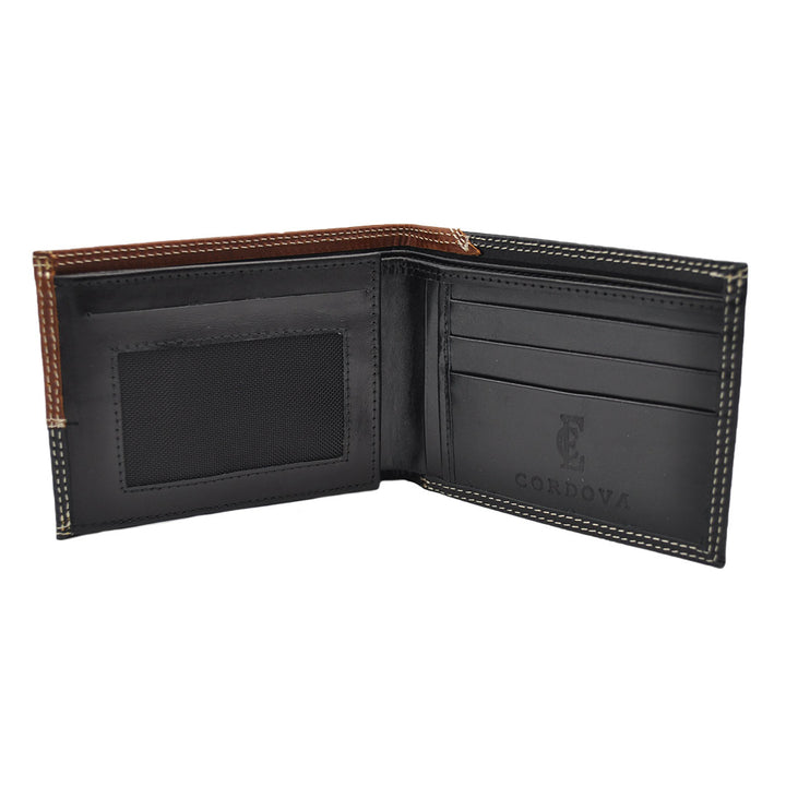 E.C. Billetera de cabra negra/marrón para hombre