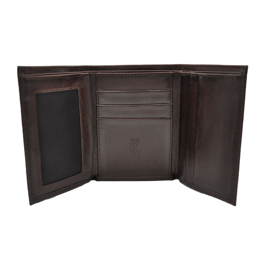 E.C. Billetera Trifold Marrón Cabra para Hombre