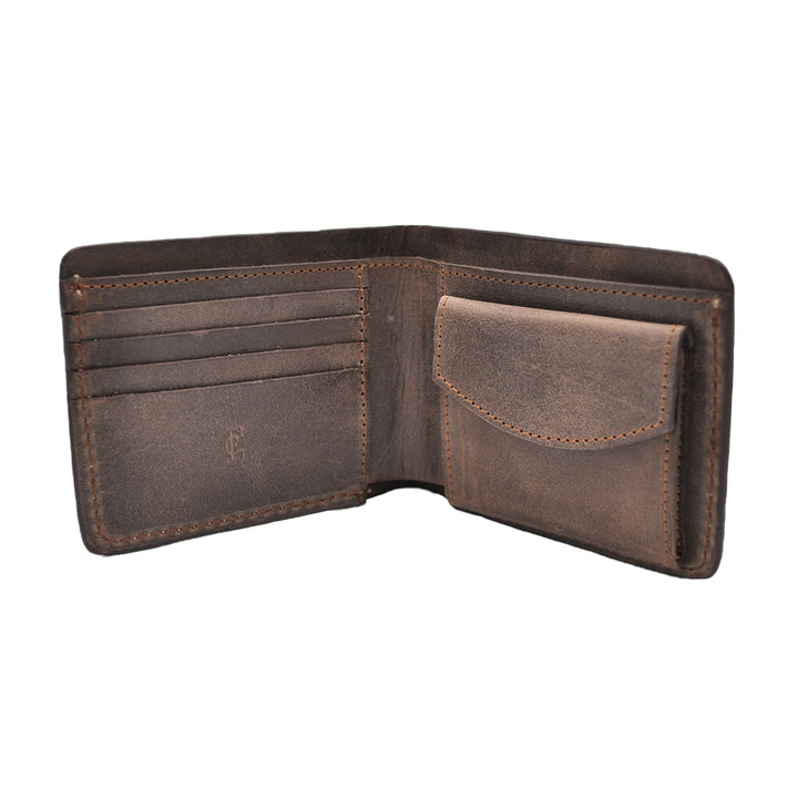 E.C. Billetera de cuero para hombre Crazy Brown Bifold