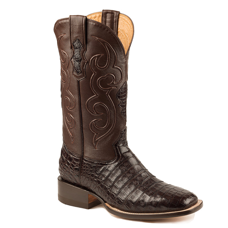 Zavala Caiman Belly Rodeo Square Toe Boot-Brown