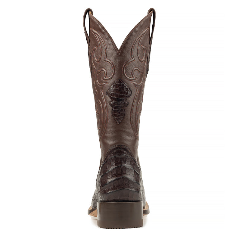 Zavala Caiman Belly Rodeo Square Toe Boot-Brown