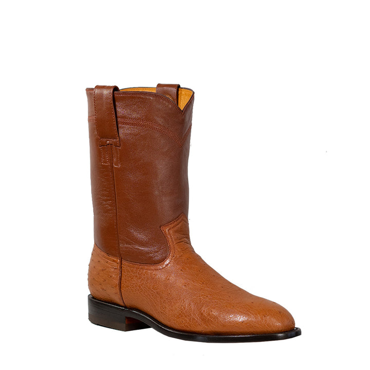 Galveston Smooth Ostrich Roper Boot - Cognac