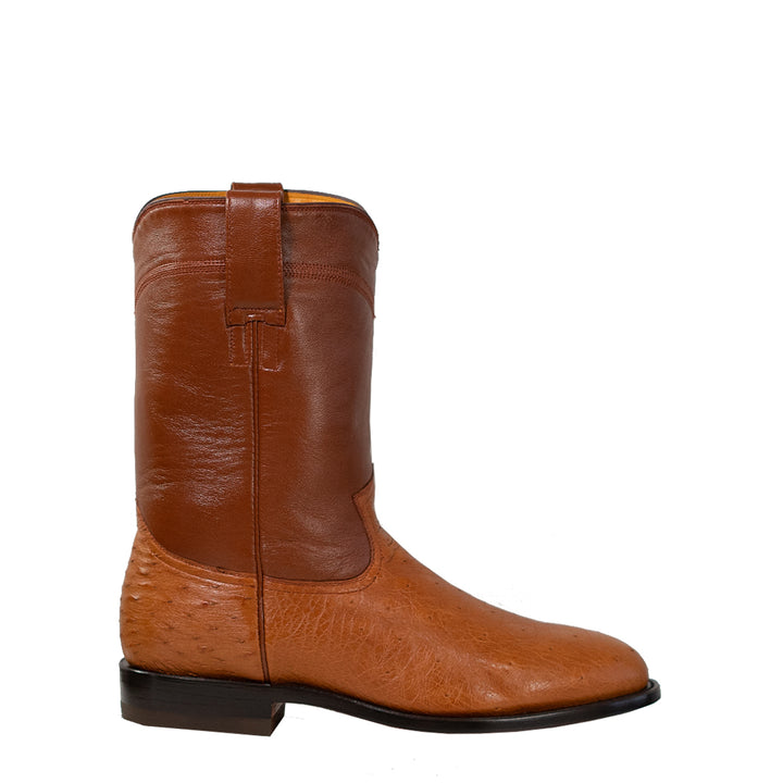 Galveston Smooth Ostrich Roper Boot - Cognac