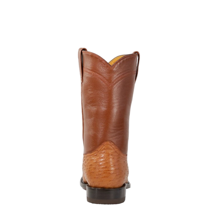 Galveston Smooth Ostrich Roper Boot - Cognac