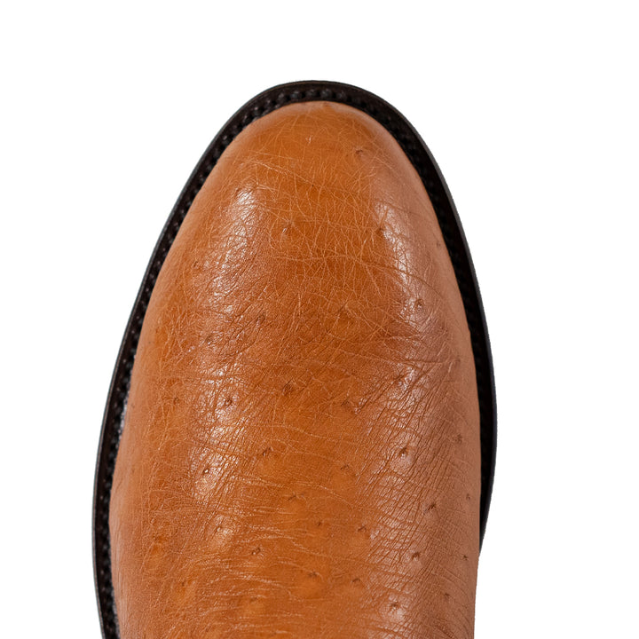 Galveston Smooth Ostrich Roper Boot - Cognac