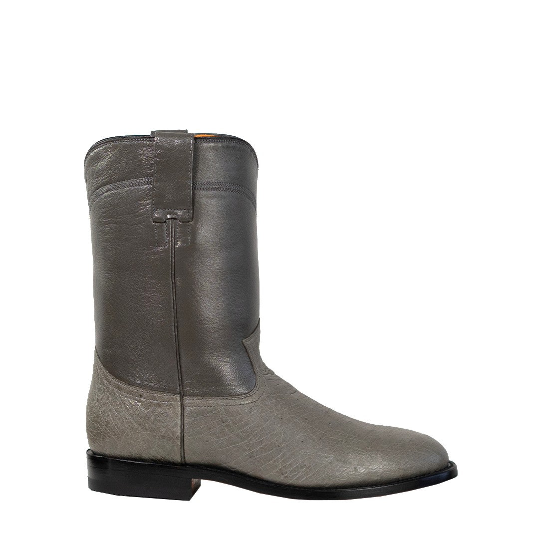 Galveston Smooth Ostrich Roper Boot - Grey